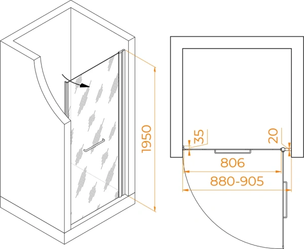 душевая дверь в нишу rgw passage pa-103-w 90 см, профиль белый, стекло прозрачное