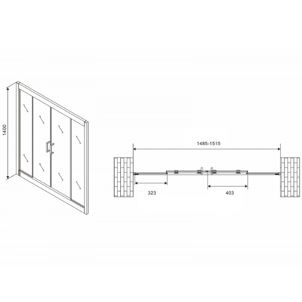 шторка на ванну abber schwarzer diamant 150х140 ag57150 профиль хром, стекло прозрачное