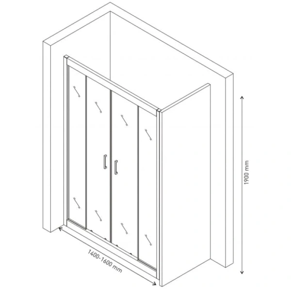 душевая дверь berges porta 140-160 063102 профиль хром, стекло прозрачное