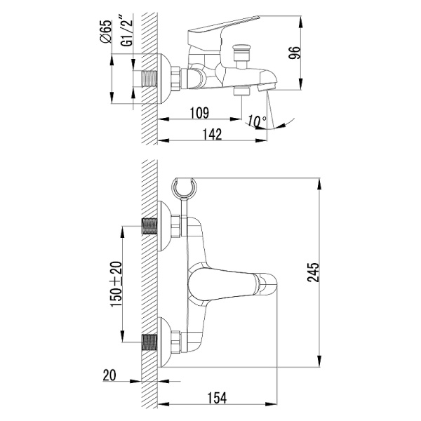 смеситель для ванны lemark partner lm6552c хром