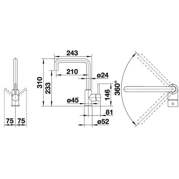 смеситель для кухни blanco mili черный матовый 526780 смеситель для кухни blanco mili черный матовый 526780