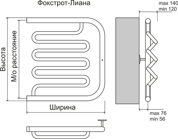 полотенцесушитель водяной terminus фокстрот лиана 600*600 4620768881367