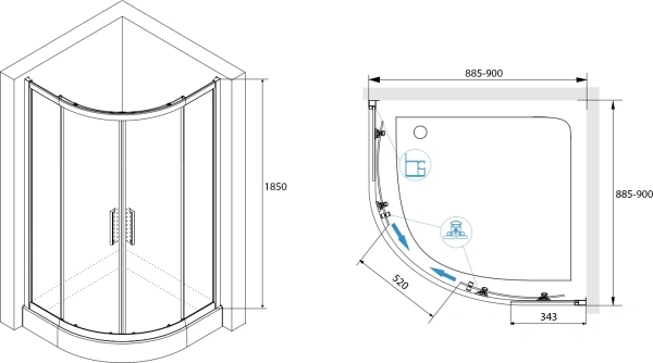 душевой уголок rgw classic cl-54-b 90x90