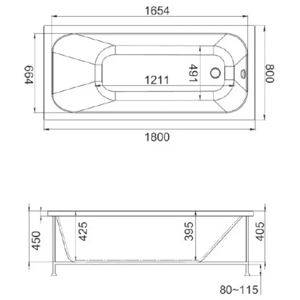 Акриловая ванна Jacob Delafon Trocadero E6D355RU-00 180x80 см, белый