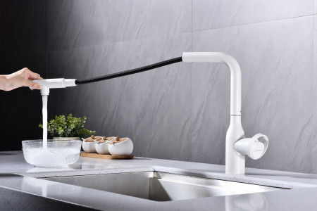 смеситель для кухни с подключением к фильтру paulmark urban ur213104-431, цвет белый