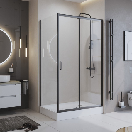 Душевой уголок BelBagno Uno 100×80 UNO-195-AH-1-100/80-P-Cr профиль хром, стекло рифленое