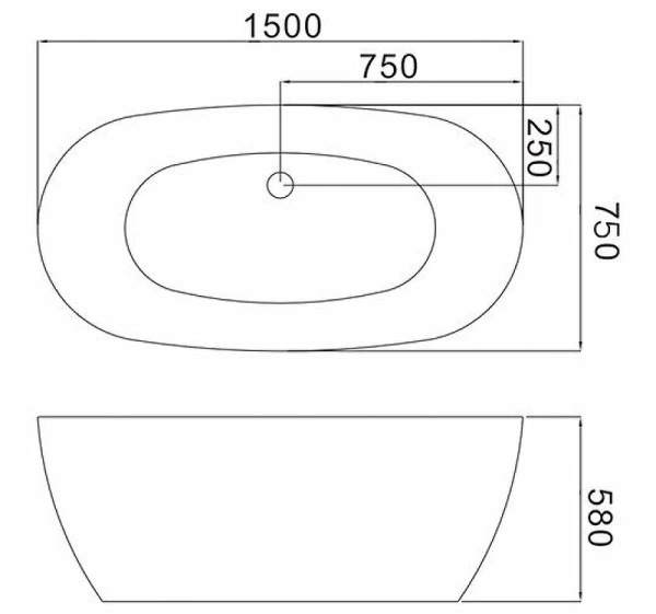 акриловая ванна grossman 150x75 gr-2401 без гидромассажа