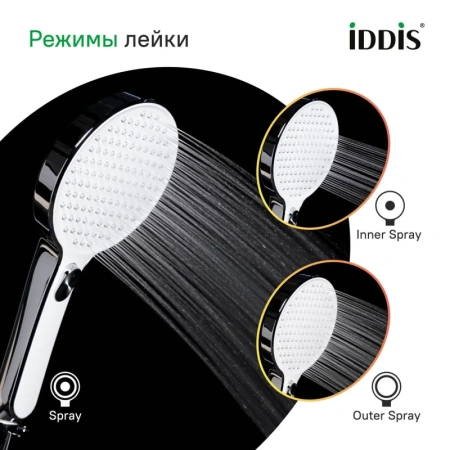 лейка для душа iddis esper esp3fcri18 круглая, хром с белым