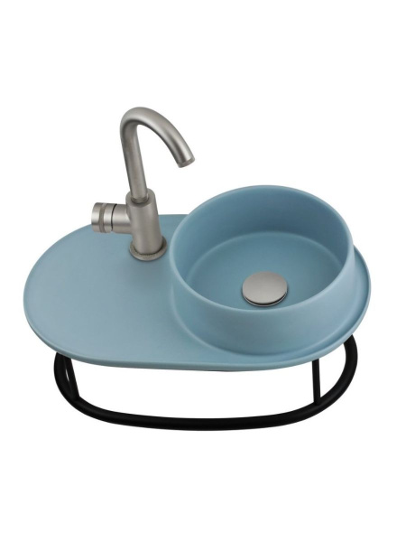 раковина подвесная 50х30 см aet curvy l503t0rsv0141, чаша справа, цвет пастельно-синий матовый