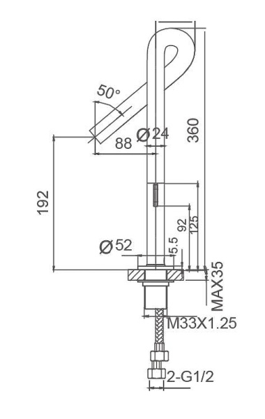 смеситель для раковины wonzon & woghand loop ww-112-00-508 черный матовый