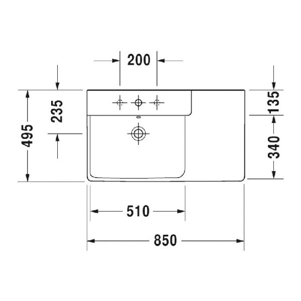 раковина полувстраиваемая duravit p3 comforts 2334850030