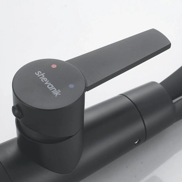 смеситель для кухни shevanik s943h-3 с гибким изливом, черный матовый