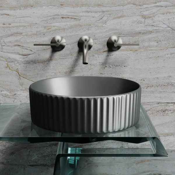 раковина ceramicanova element cn6057mdh накладная, ø36 см, темный антрацит матовый